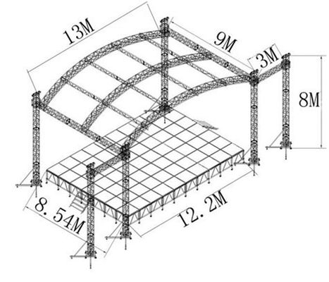 Aluminum Square Tube Truss Bridge Frame Bolt Truss