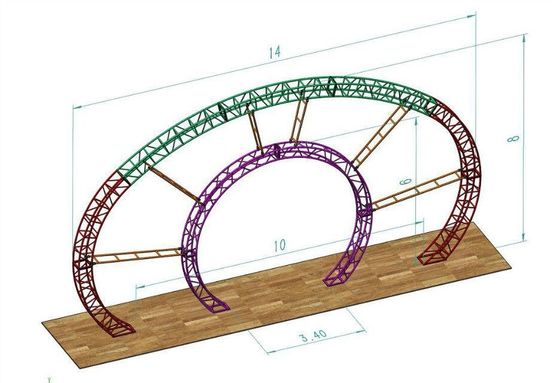 Aluminum C Channel Steel Curved Roof Truss Semi Circle Outdoor